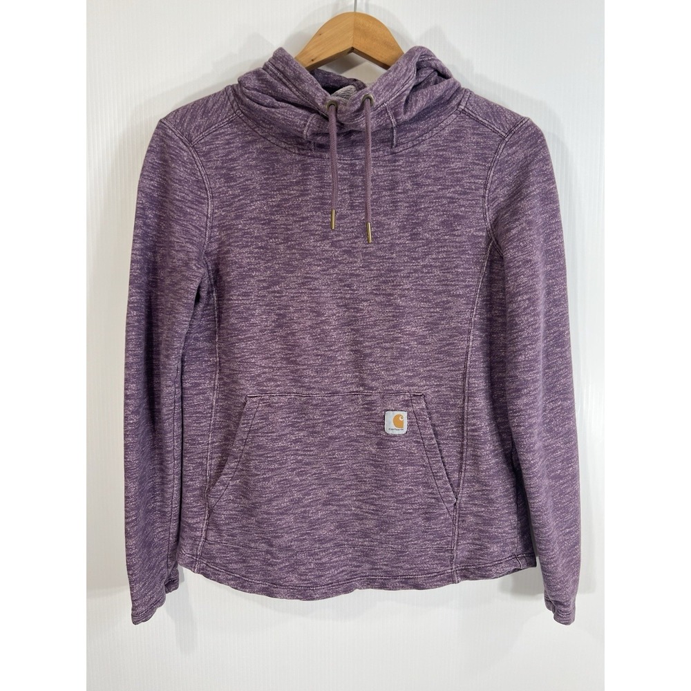 Carhartt Women's Newberry Hoodie Size Small Heather Purple Cotton Blend Pocket - Picture 2 of 10